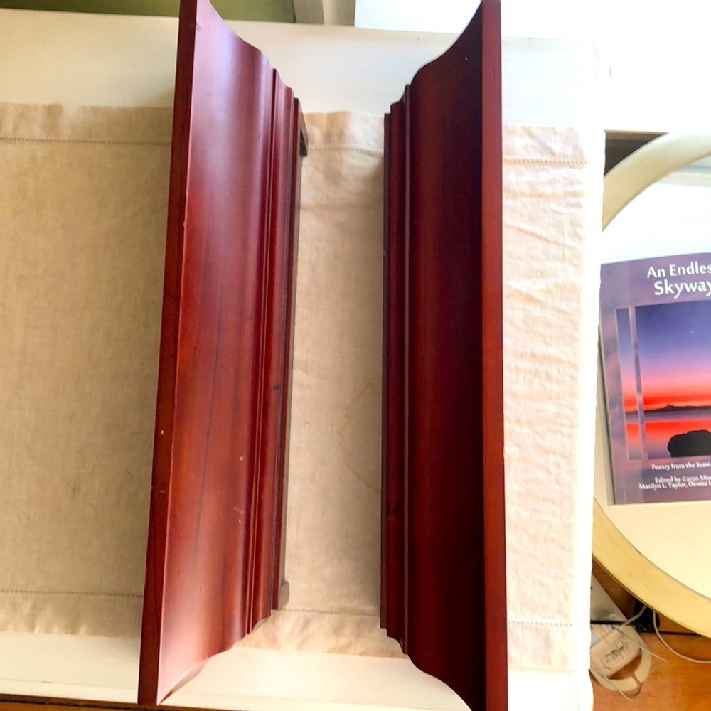 Pair of wood floating shelves.
